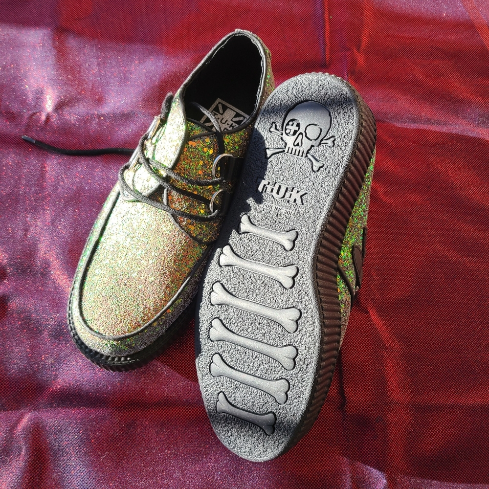 T.U.K Rainbow Glitter Viva Mondo Creeper Size Womens 10/Mens 8 V9466 - Picture 3 of 6